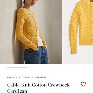 Ralph Lauren Mustard Cable-Knit Cardigan